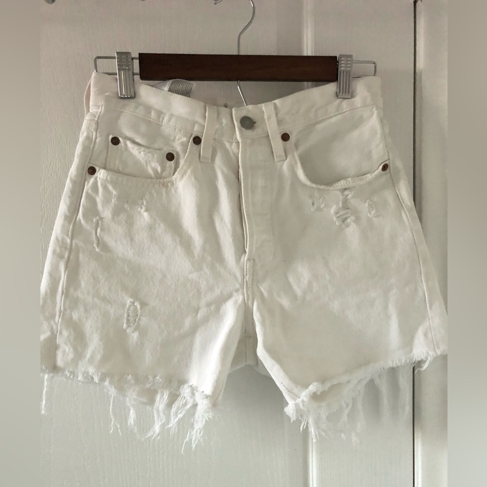 Levi's 501’s White Distressed Jean Shorts